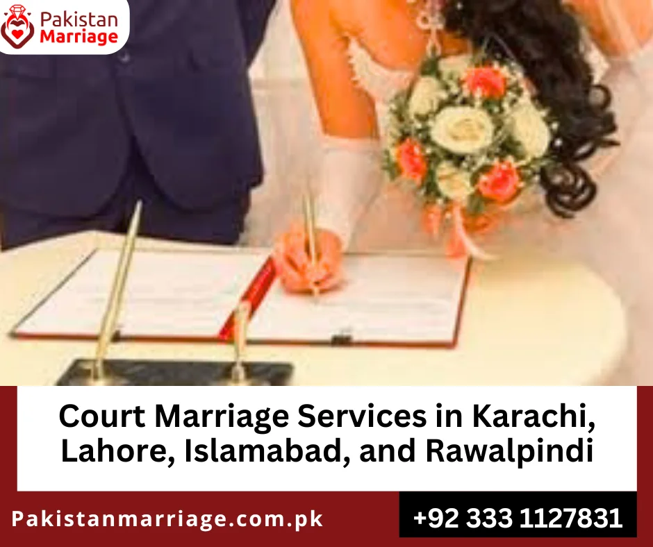 Couple signing Nikah Nama in court