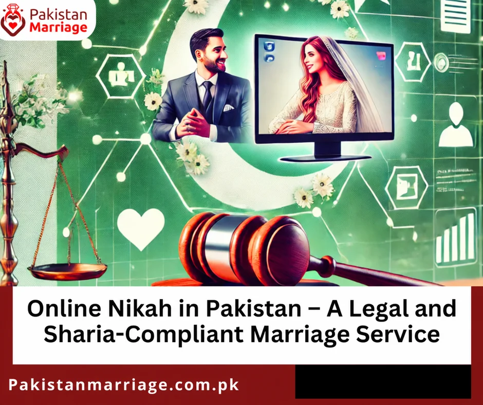 Conceptual illustration of online Nikah arrangements; not an actual certificate or client ceremony.
