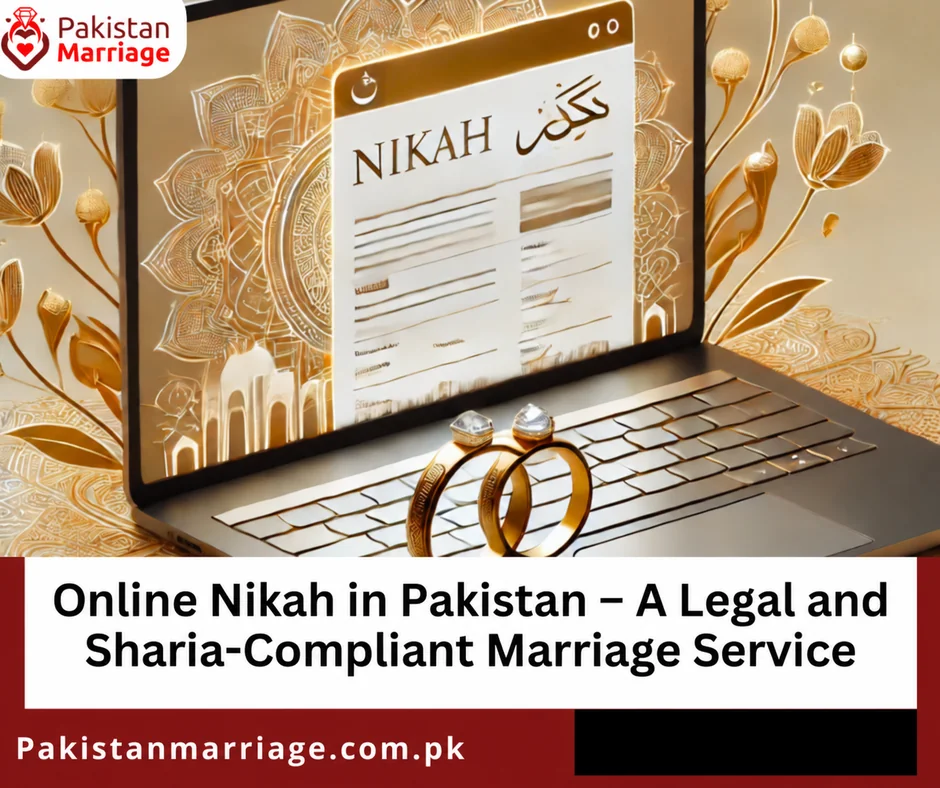 Conceptual illustration of online Nikah arrangements; not an actual certificate or client ceremony.